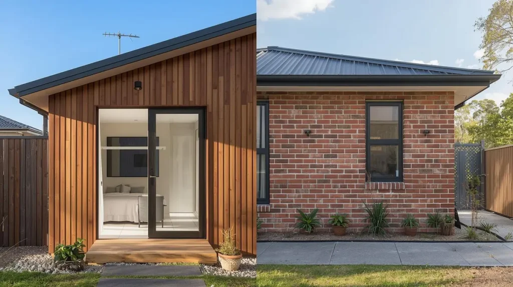 Exterior material options for granny flat Victoria costs