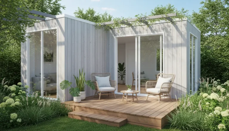 Modern 70sqm ancillary dwelling design with wooden deck for WA granny flat requirements
