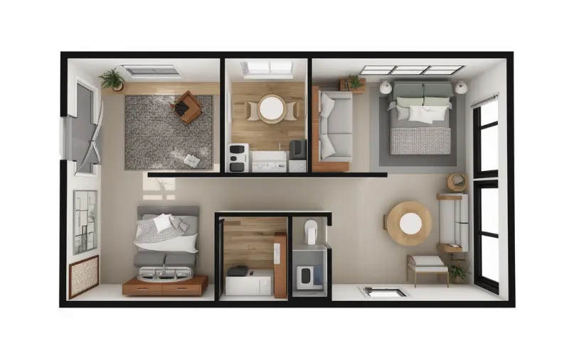2-bedroom granny flat floor plan for maximum rental yield