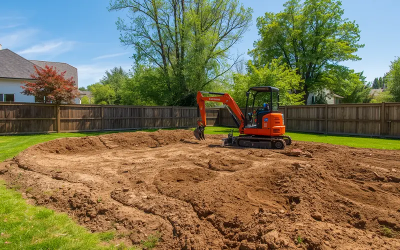 Backyard site preparation and earthworks excavation for granny flat foundation