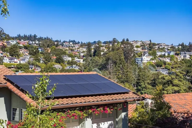 Close-up of solar panels on a granny flat roof for energy efficiency