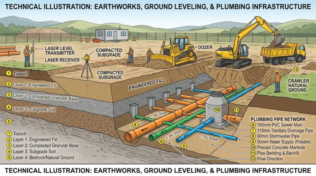 Site preparation and utility connection work for a new granny flat to avoid hidden budget errors.