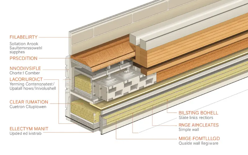 Close-up of wall insulation or a modern ventilated wall section.