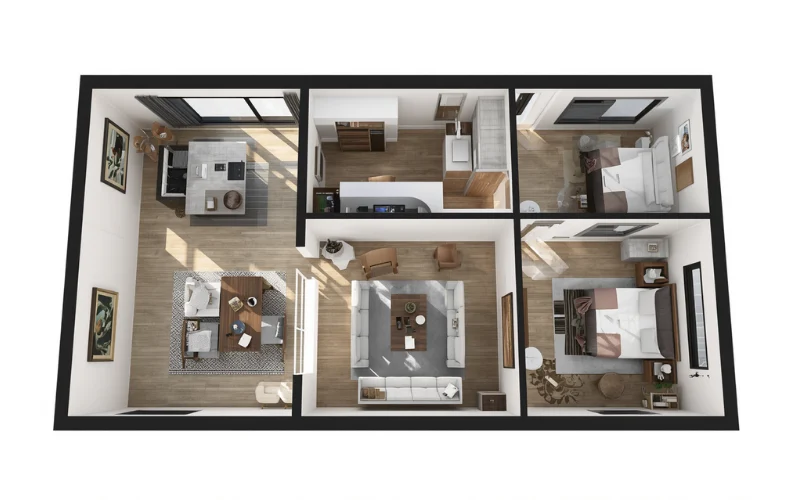 Modern 2 bedroom grammu flat floor plan Sydney
