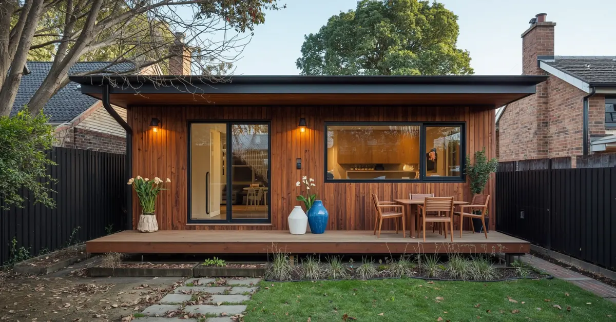 A detached backyard second home construction highlighting the average granny flat cost Victoria metrics.