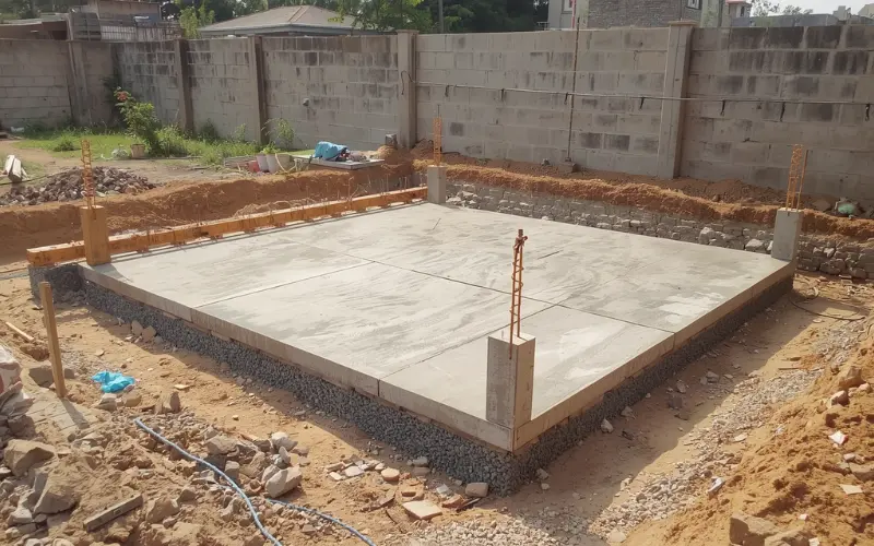 Pouring concrete foundation slab and plumbing preparation that increases total WA granny flat cost factors.