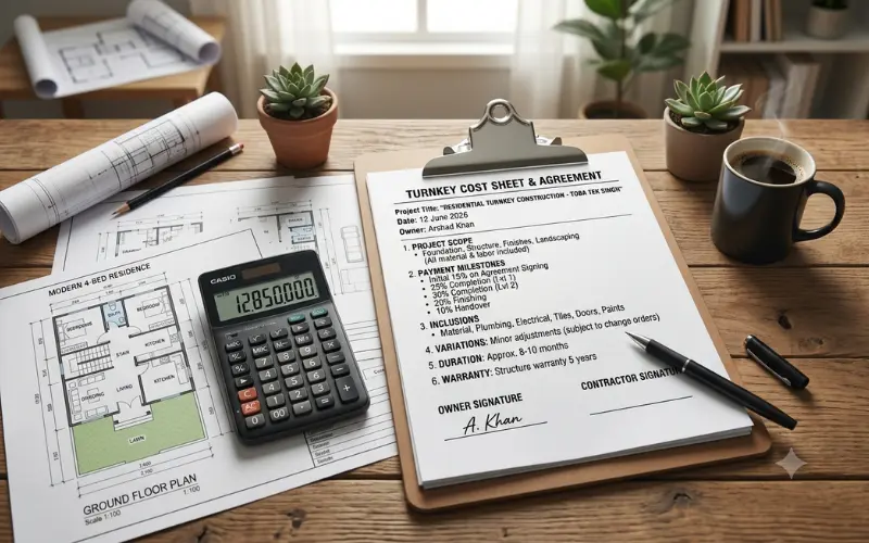 Reviewing a fixed-price turnkey building contract to prevent variations and manage regional material delivery transport fees.