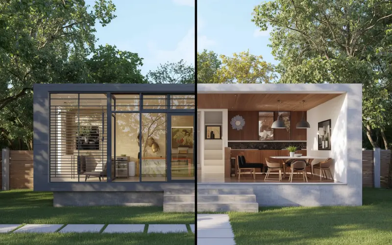A comparison of basic and premium detached secondary dwelling models constructed in Victoria.