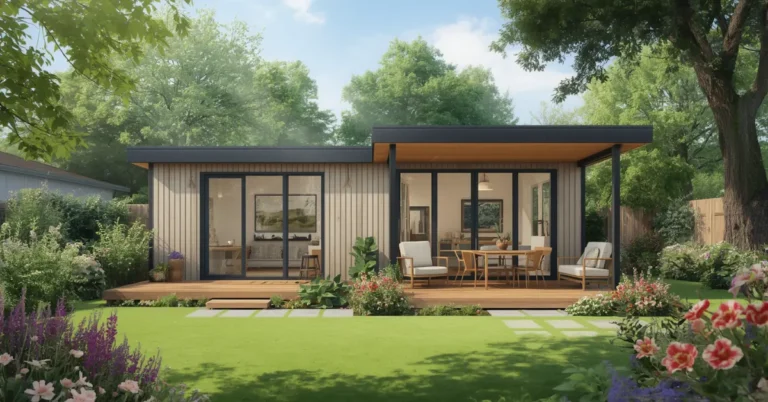 A modern secondary dwelling blueprint showing a certified Granny Flat Council Approval QLD design.