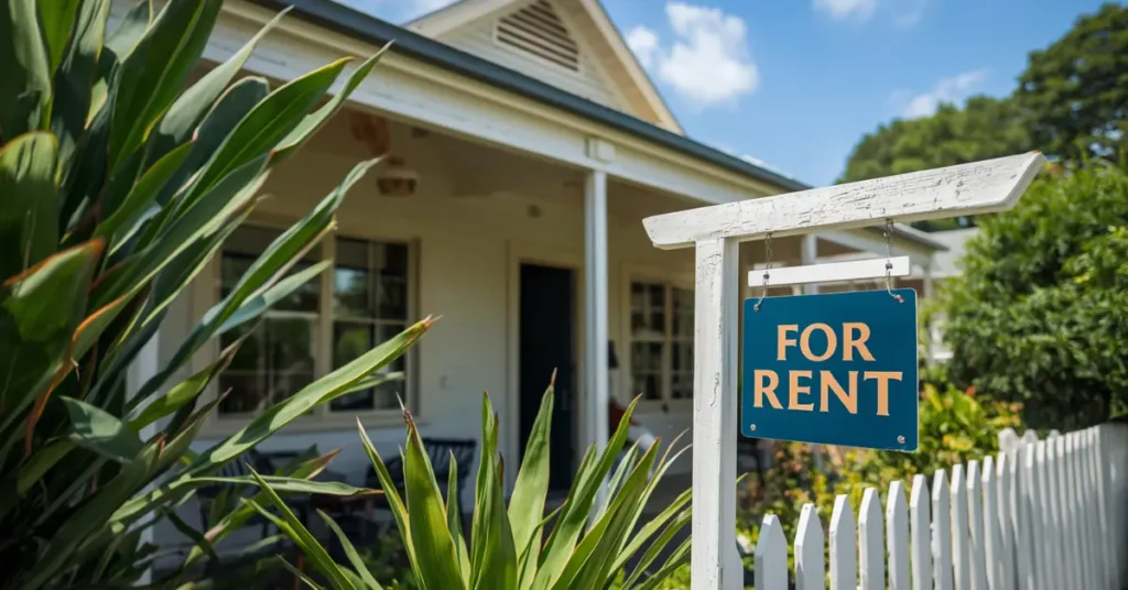 "For Rent" sign on a QLD granny flat