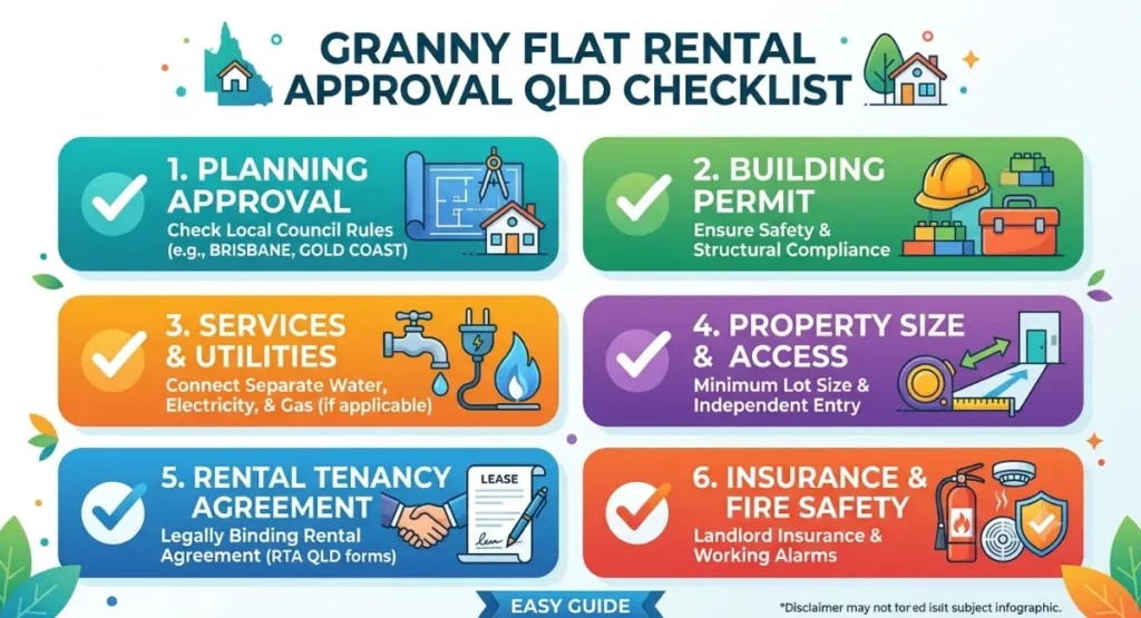 granny flat rental approval QLD checklist
