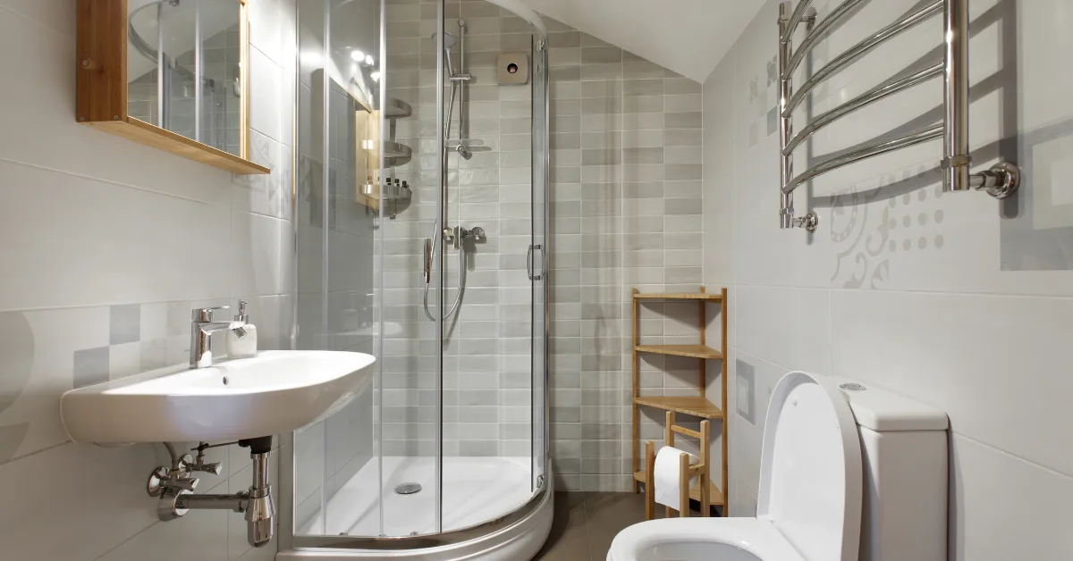 Granny flat bathroom fixtures showing modern tapware detail with basin mixer and shower fittings
