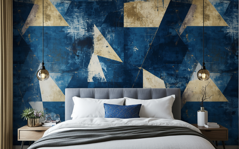 Mural wallpaper large scale print feature wall granny flat bedroom statement design