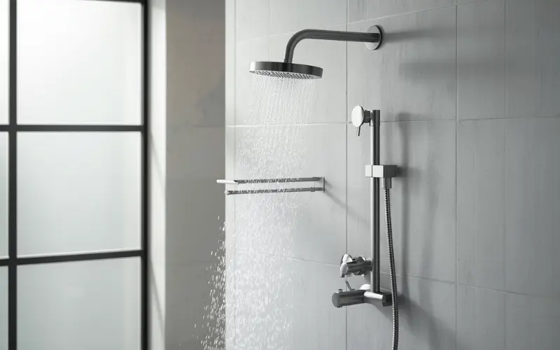 Shower head and rail kit for granny flat bathroom handheld and fixed combo