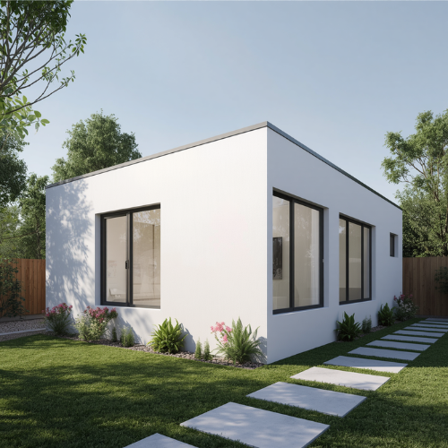 Smooth white acrylic render finish on house exterior wall, clean modern look, Australian residential property